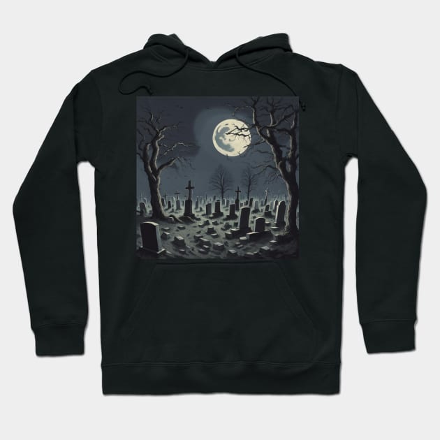 Graveyard At Night Hoodie by Haunted History Chronicles